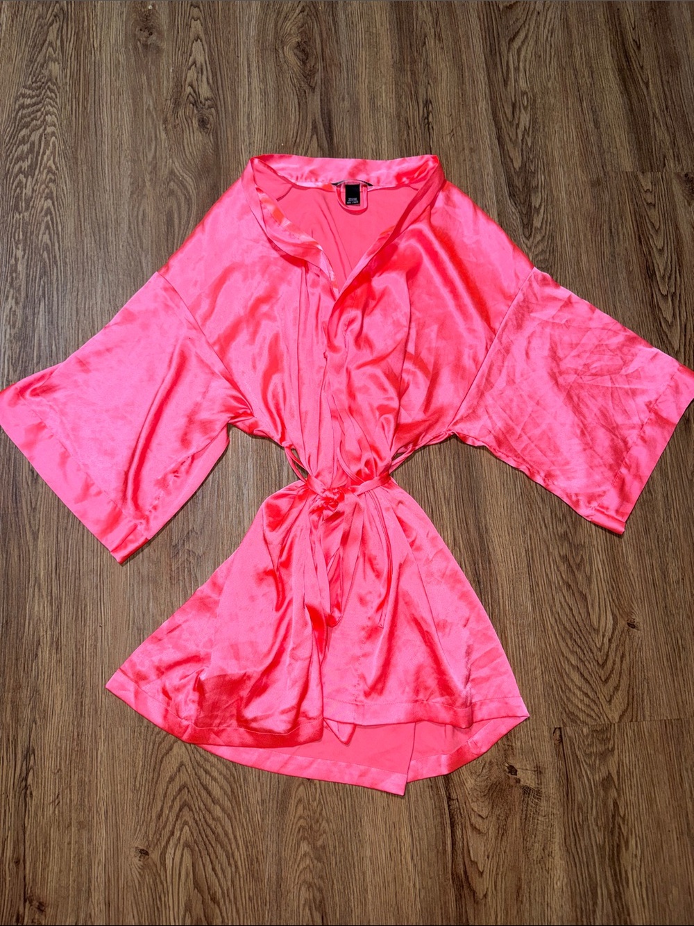 Victoria's Secret Coral Pink Satin Kimono Robe - Size M/L EUC
